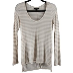 Banana Republic Size Small Modal Beige White Cream Stripped Long Sleeve Top